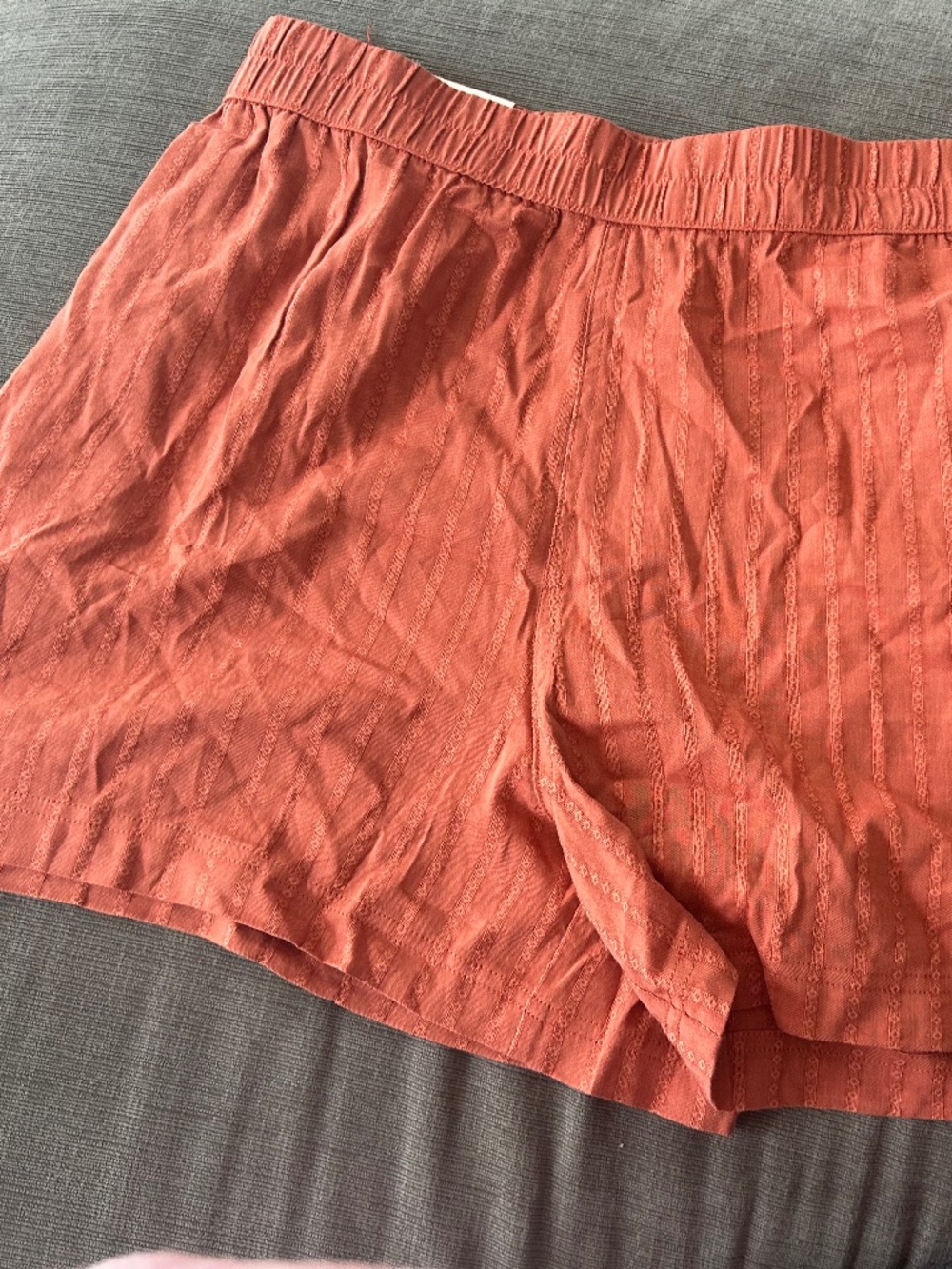 Three Dots Women’s Orange Stripe Pull-On Cotton Knit Shorts Pockets XXL NWT - Picture 3 of 6